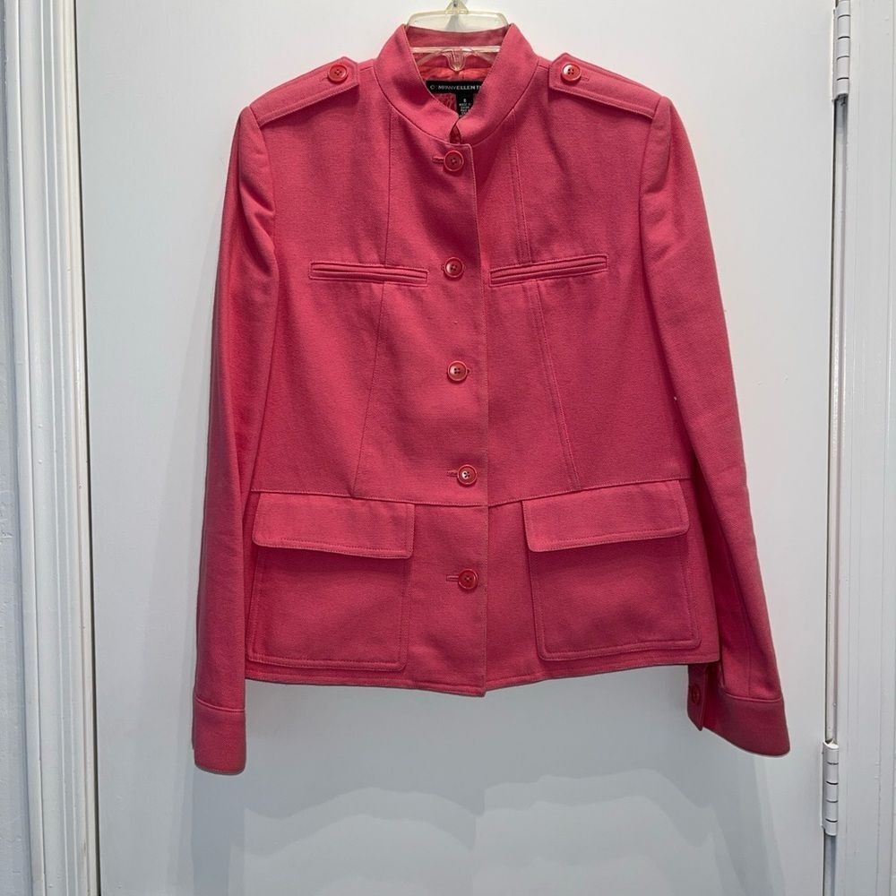 EllenTracy Women's Sz 8 Pink Blazer /5 ButJacket 100% Cotton excellent condition